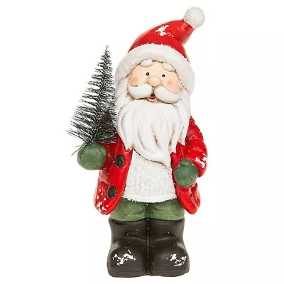 Xmas Santa Ornament Father Christmas Decoration Tree Statue Snow Resin Claus • £11.99