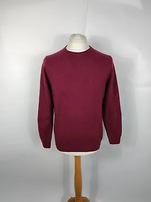 M&S Marks And Spencer Mens Wine Extra Fine Lambswool Jumper Size S • £14.79
