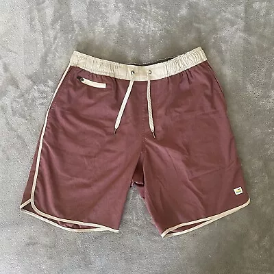 EUC Vuori Banks Shorts Unlined Red 8” Stretch Workout Drawstring Mens Medium • $27.99