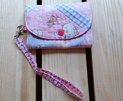 *HELLO KITTY* Patchwork Accordion Wallet With Wristlet  • $10