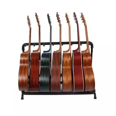 Glarry 7-Slot Folding Multiple Guitar Bass Holder Rack Stand US Stock • $32.99