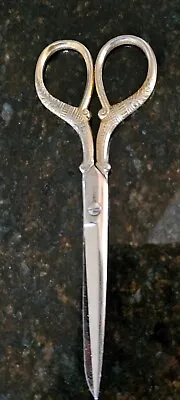 Vintage Scissors Germany Silver Toned Sewing Scissors Scrollwork Trim Work Rare! • $10.40