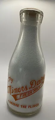 Vintage MINERS DAIRY Pyro Quart  Milk Bottle Butte MT Montana • $27.99