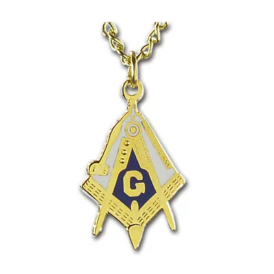 Working Tools Square & Compass Masonic Necklace - [White & Blue][1 1/8'' Tall] • $12.99