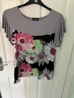 Women’s Saloos Grey Floral Top Size XL / Size 18 • £2