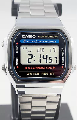 Casio A-168WA-1 Men's Digital Watch Stainless Steel Band Alarm Stopwatch New • $50.55