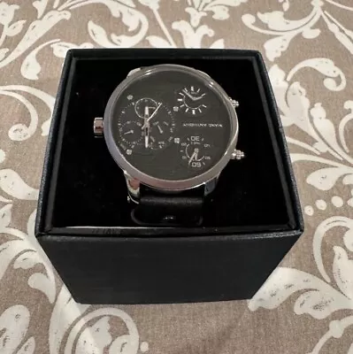 Marc Anthony Men’s Genuine Black Leather Analog Dial Watch • $120