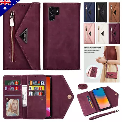 Zipper Leather Case Wallet Cover For Samsung S23 Ultra S22 S21 S20 S10 Plus Note • $19.89