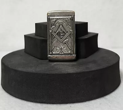 Vintage Vesta Silver Metal Masons Masonic Freemasons Match Safe Holder • $30