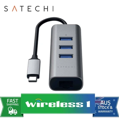 $35 • Buy [Damaged Box] Satechi USB-C 2-in-1 3 Port USB 3.0 Hub & Ethernet - Space Grey