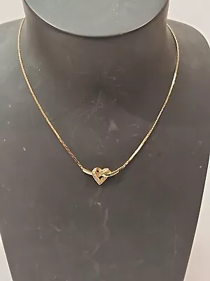 Christian Dior Vintage Gold Rhinestone Heart Necklace • £129