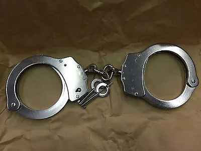 £22.99 • Buy POLICE HANDCUFFS SOLID STEEL, 2 GENUINE Police Keys Viper Serial Number Long Key