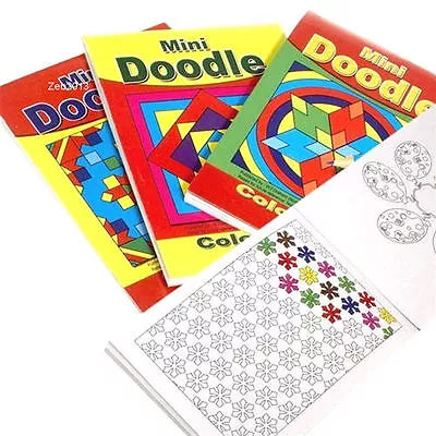 12 X Childrens Mini Doodle Colouring Books 44 Designs Per Book Party Bag Favours • £3.95