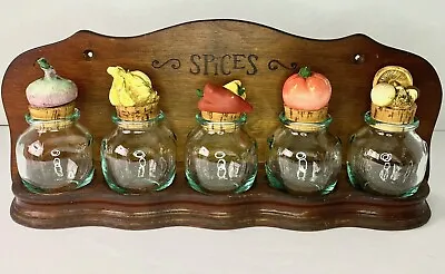 Glass 4oz Spice Jars With Rack Vegetable Cork Stoppers And Little Handles • $50