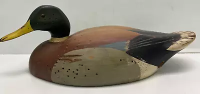 Vintage Quacker Box Mallard Male Wood Duck Decoy With Glass Eyes 14 1/2  X 5 1/2 • $44.99