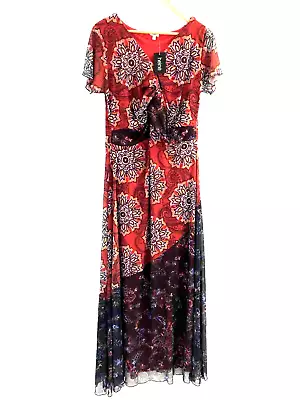 Heine Ladies Red/black Twist Front  Maxi Dress Size 46/Aus 16rrp$156 • $25