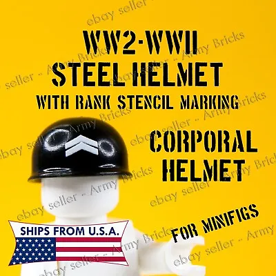 WW2 Army CORPORAL Helmet CUSTOM Brick Weapons Gun & Arms Fr Brick Minifig • $2.56