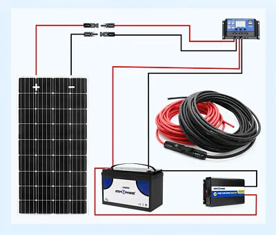 $8.99 • Buy Solar Panel Extension Cable Black+Red Silicone Wire With Connectors 10 AWG Pair