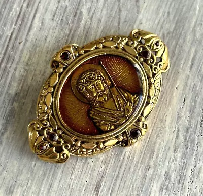 Vintage Vatican Library Pin Antique Gold Enamel Brooch • $23