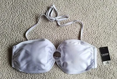 Ladies White Lightly Padded Halter Neck Bikini Top UK 14 Brand New With Label • £8