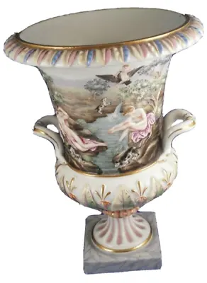 Antique 19tC Ginori Doccia Porcelain Capodimonte Relief Scene Urn Vase Porzellan • $872.05