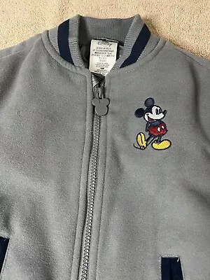 Disney Boys Gray Blue Long Sleeve Mickey Mouse Classic Varsity Jacket Size Small • $54.88