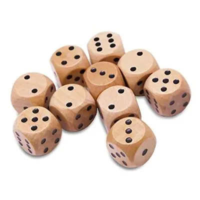 10 Pack Wooden Dice Set - Standard 16mm 6 Sided - Perfect For Board Games And  • $11.37
