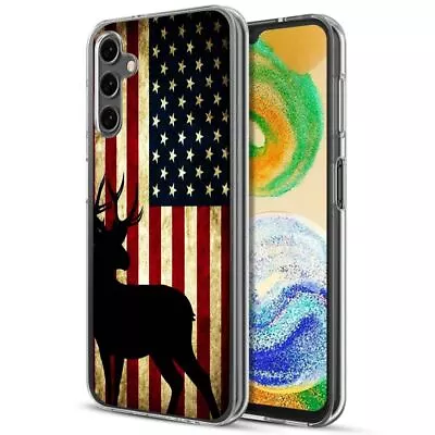 Deer American Flag Clear Shockproof TPU Rubber Case For Samsung Galaxy A14 5G • $12.95