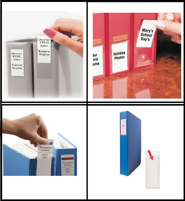 £5.99 • Buy Self Adhesive Filing INDEX Pockets Insert Label Holders . Clear Transparent PVC