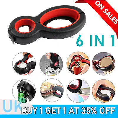 £3.63 • Buy 6 In 1 Multi Opener  Stainless Steel Manual Jar Opener Non Slip Open Sesame