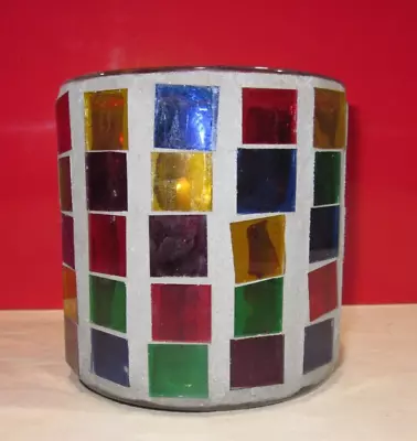 $24.99 • Buy Stained Glass 4.5  High, 4  Round  Candle Holder, Or Vase  # 91h