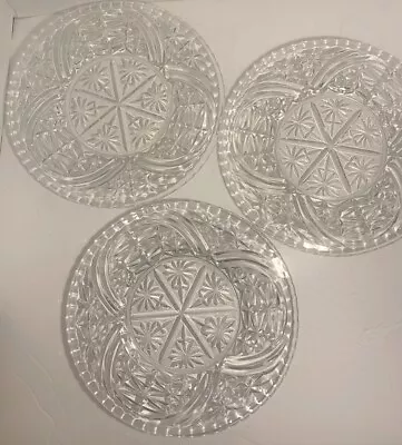 EAPC Set Of 3 8 Inch Star Of David Desert Plates Cut Glass Vintage Antique • $21.99