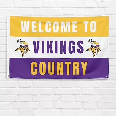 For Minnesota Vikings Football Fans 3x5 Ft Flag NFL Gift Welcome Banner • $13.97