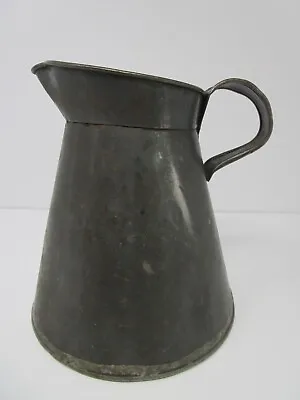 Vintage Primitive Metal Pitcher 2.5 Litre Made In England Crown Mark 8  Tall • $25