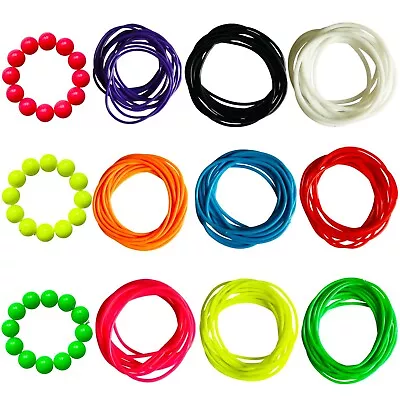 £1.99 • Buy Neon Bangles Bracelets 1980s 80s Fancy Dress Costume Tutu Accessory Wristbands