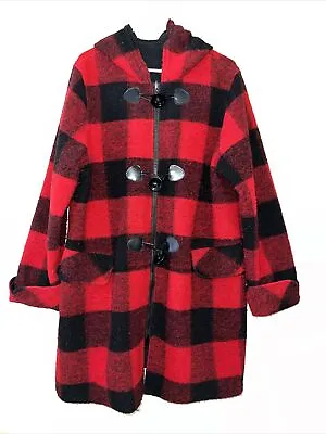 Mycra Pac Reversible Hood Rain Coat Jacket Red Plaid Black Woman’s M / L • $55