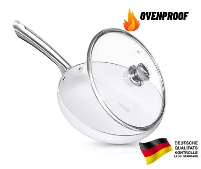 £24.99 • Buy Frying Pan With Lid Non Stick Granite Marble Coated  Gas Electric Induction