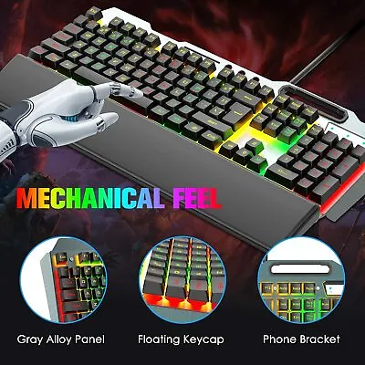$16.89 • Buy Gaming Keyboard And Mouse Combo Bundle Set RGB Wired USB For PC Laptop PS4 Xbox