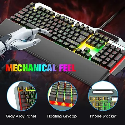 Gaming Keyboard And Mouse Combo Bundle Set RGB Wired USB For PC Laptop PS4 Xbox • $16.89