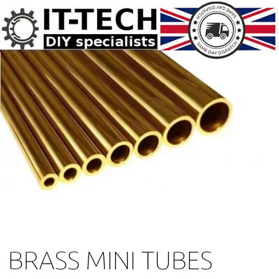 Brass Mini Tubes Pipe 2mm 3mm 4mm 5mm 6mm 8mm 10mm 200mm 300mm Long 0.45mm Wall • £4.50