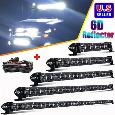 6D Single Row Slim LED Work Light Bar Spot Flood Fog Driving ATV SUV UTV Offroad • $33.24