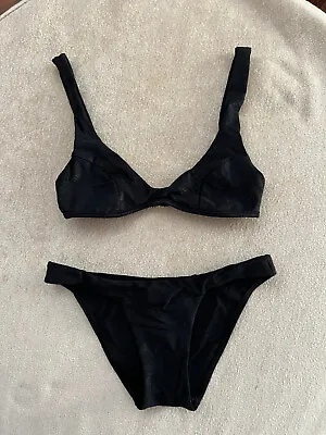 Zimmermann Black Bikini Triangle Top Snake Print Bottom Set 0 • $70