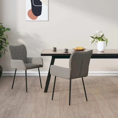 $154.99 • Buy Dining Chairs 2 Pcs Light Grey Fabric VidaXL