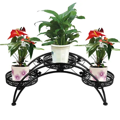 Wrought Iron Strong Metal Arch Pot Plant Stand Indoor Outdoor Garden Patio Decor • $35.69