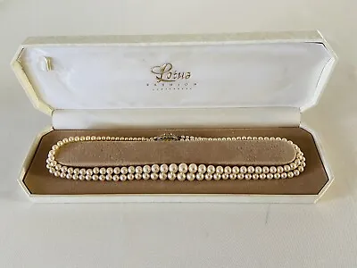 Boxed Lotus Vintage Double Row Of Simulated Pearls • £25