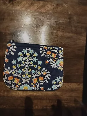 Vera Bradley Cosmetic Pouch Zippered Bag  Navy Chandelier Floral  • $15.50