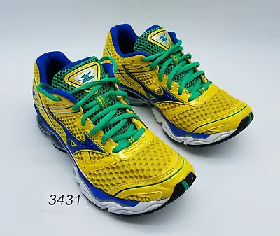 Mizuno Wave Creation 13 Women's Size 7.5 Running Shoes Yellow Green Blue • $34.99