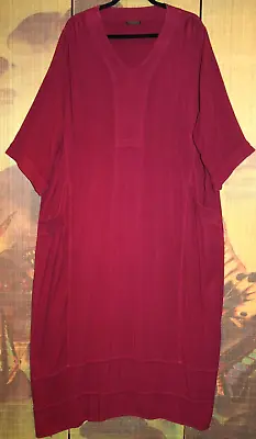 HAMPSTEAD BAZAAR O/S Amazing Long Kimono Dress 56 Bust Deep Pink/Red Oversize • £119.42