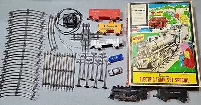 VTG Penneys Marx Electric Train Set JC Steam Engine Tender Cars Caboose Track • $75