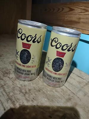 Vintage 1970's Pair Of Coors Aluminum Pull Tab & Push Tab 12 Oz Cans • $18.50